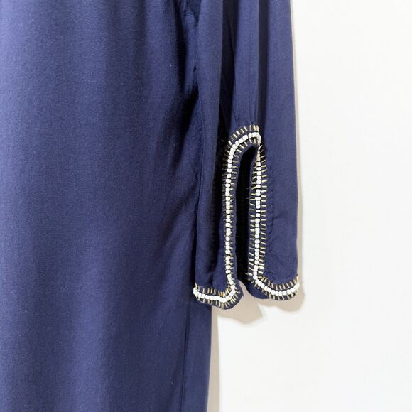 Lilly Pulitzer XS Sarah True Navy Beaded Embellished 3/4 Sleeve Tunic Dress - Picture 6 of 12